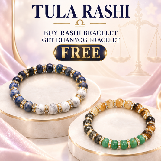 Libra Zodiac Tula Rashi Healing Crystal Bracelet Natural Reiki Feng Shui Healing Crystal Gem Stone Crystal Bracelet for Prosperity, Health & Balance Comes with FREE Natural Pyrite Stone