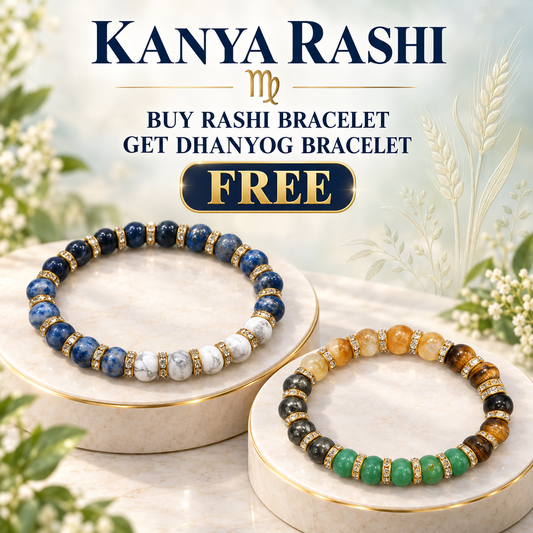 Handmade Virgo Zodiac Kanya Rashi Healing Crystal Bracelet Natural Reiki Feng-Shui Healing Crystal Gem Stone Crystal Bracelet for Economic Growth