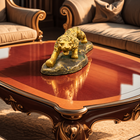 Jaguar Figurine with Pyrite Crystal Engraving | Decorative Animal Showpiece for Home Décor, Office Desk, Shelf & Gifting | Resin Statue