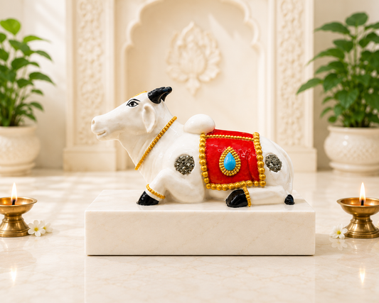 BLUNETRA Pyrite Engraved Nandi – Vastu Bull Idol for Wealth, Business Growth & Positive Energy | Premium Poly Resin Decorative Showpiece for Home, Office & Shop