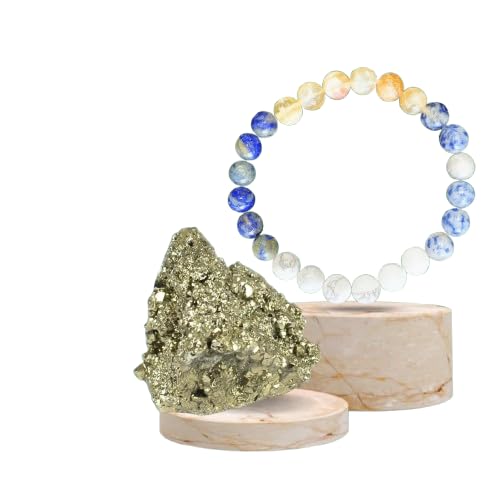 Handmade Pisces Zodiac Meen Rashi Healing Crystal Bracelet Natural Reiki Feng-Shui Healing Crystal Gem Stone Crystal Bracelet for Prosperity