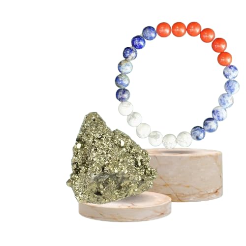 Aries Zodiac Mesh Rashi Healing Crystal Bracelet Natural Reiki Feng-Shui Healing Crystal Gem Stone Crystal Bracelet for Strength, Health & Prosperity Comes with FREE Natural Pyrite Stone