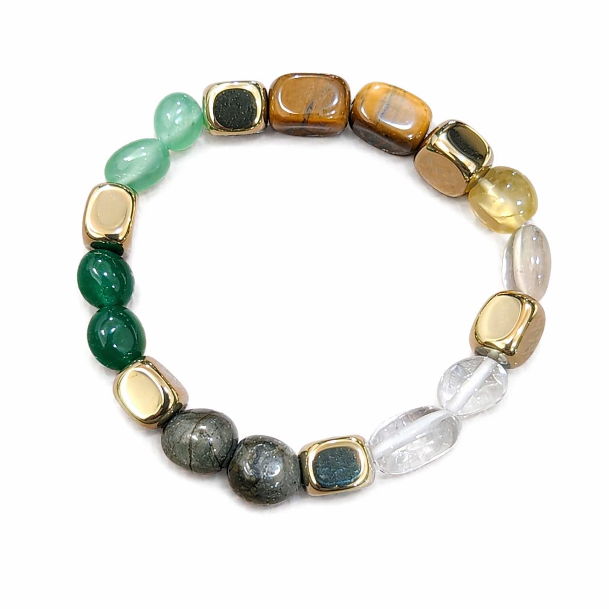 Vastu Crystal Healing Bracelet for Women With Pyrite Citrine Green Aventurine Tiger Eye Clear Quartz for Wealth Prosperity Positive Energy Stylish Spiritual Jewelry