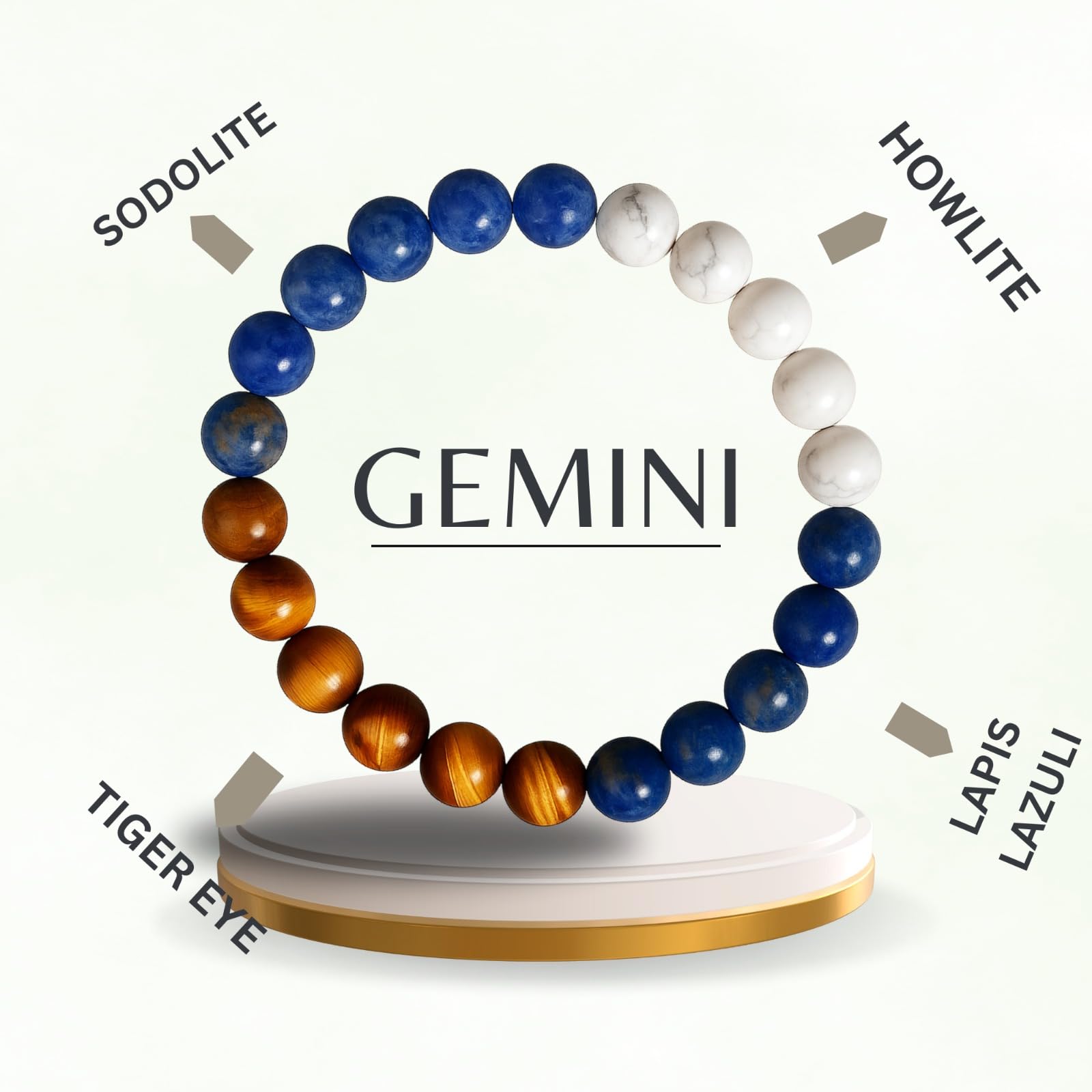 GEMINI Zodiac Mithun Rashi Healing Crystal Bracelet Natural Reiki Feng-Shui Healing Crystal Gem Stone Crystal Bracelet for Wealth