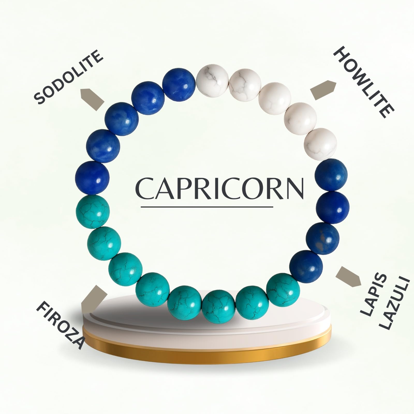 Capricorn Zodiac Makar Rashi Healing Crystal Bracelet Natural Reiki Feng-Shui Healing Crystal Gem Stone Crystal Bracelet for Family Balance & Good Health