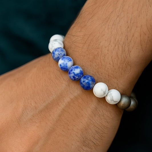 Taurus Zodiac Vrishabha Rashi Healing Crystal Bracelet Natural Reiki Feng-Shui Healing Crystal Gem Stone Crystal Bracelet for Wealth, Health & Prosperity Comes with FREE Natural Pyrite Stone