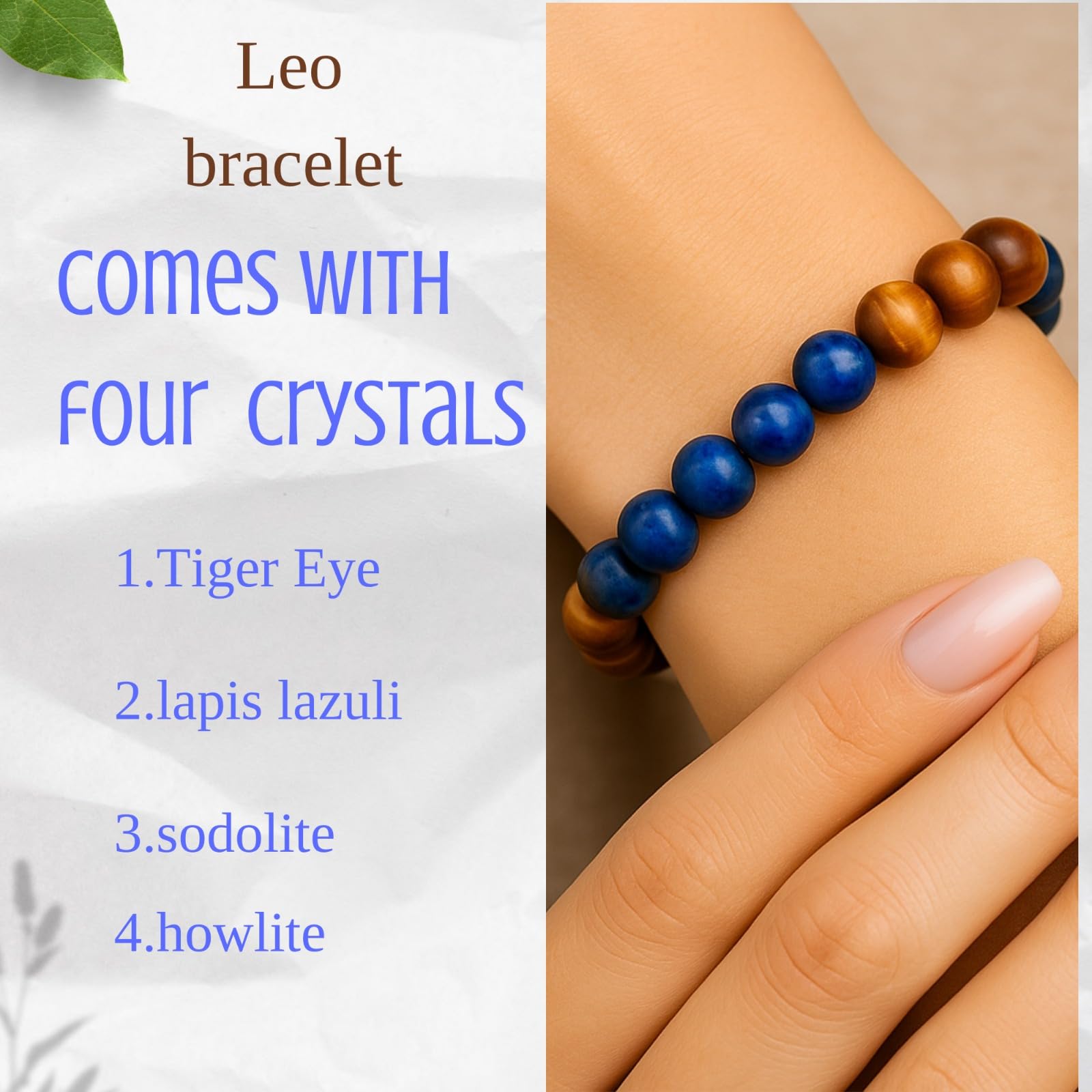 LEO Zodiac Singh Rashi Healing Crystal Bracelet Natural Reiki Feng-Shui Healing Crystal Gem Stone Crystal Bracelet for Wealth