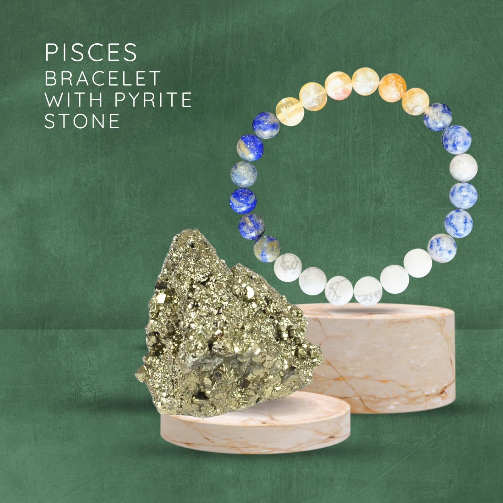 Handmade Natural Gemstone Healing Bracelet – Energy Balancing, Stress Relief & Stylish Crystal Jewelry for Men & Women (PISCES BRACELET)