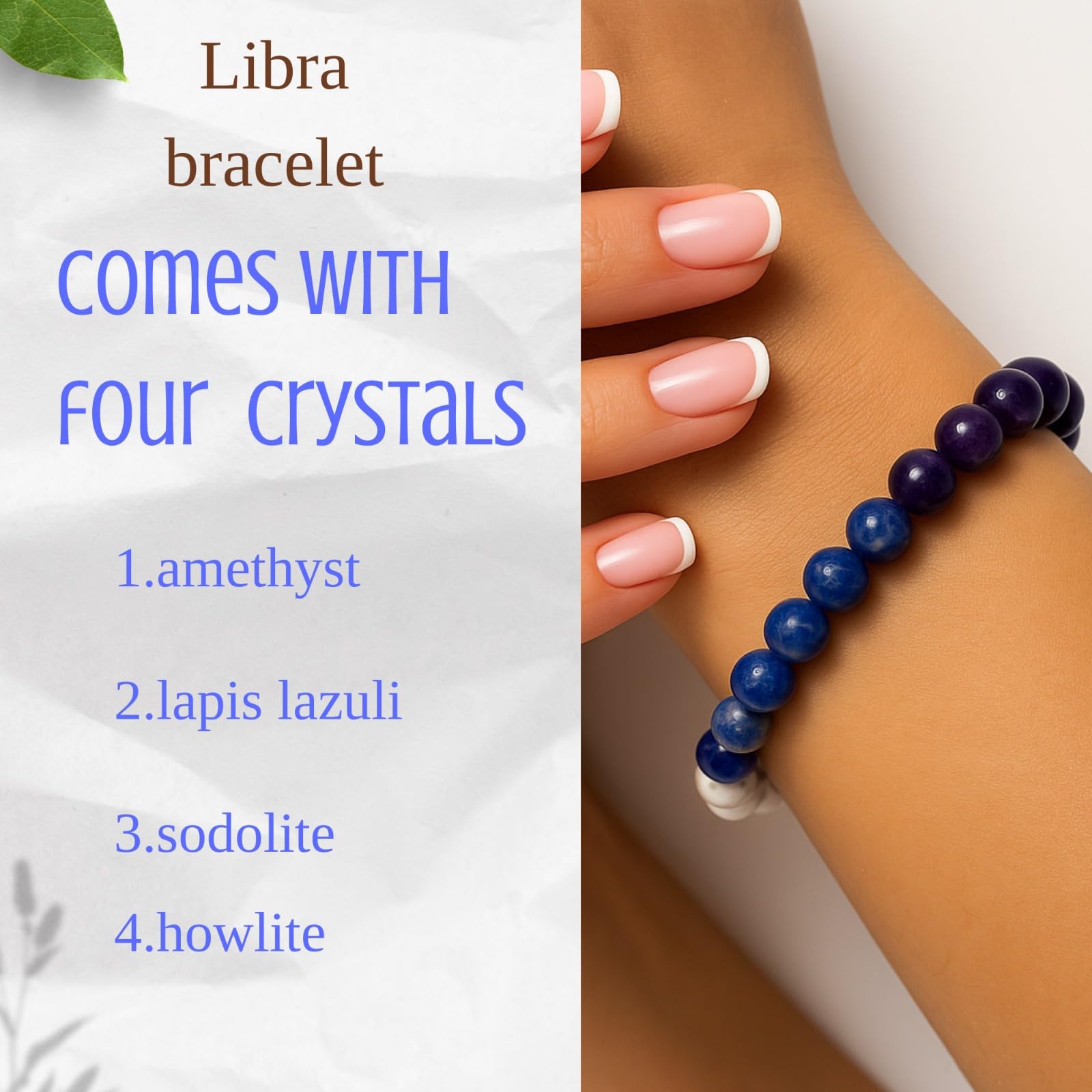 Libra Zodiac Tula Rashi Healing Crystal Bracelet Natural Reiki Feng Shui Healing Crystal Gem Stone Crystal Bracelet for Prosperity, Health & Balance Comes with FREE Natural Pyrite Stone