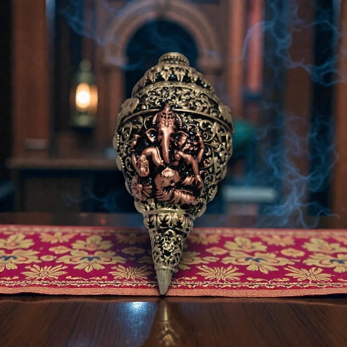 Shubh Ganesh Shankh Idol Antique Finish | Decorative Ganesh Showpiece for Home Décor, Office, Shelf & Gifting | Resin Spiritual Figurine