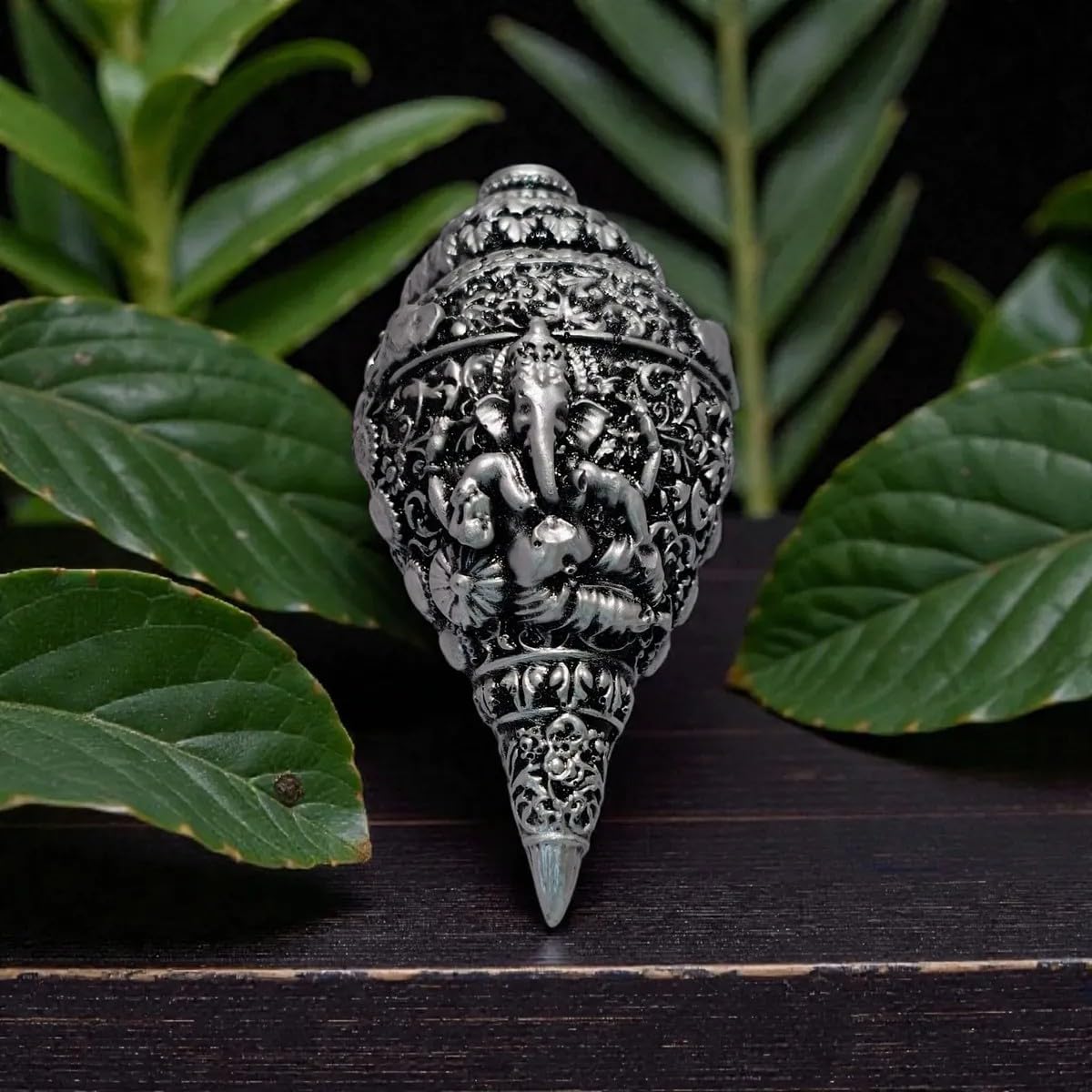 Shubh Ganesh Shankh Idol Antique Finish | Decorative Ganesh Showpiece for Home Décor, Office, Shelf & Gifting | Resin Spiritual Figurine