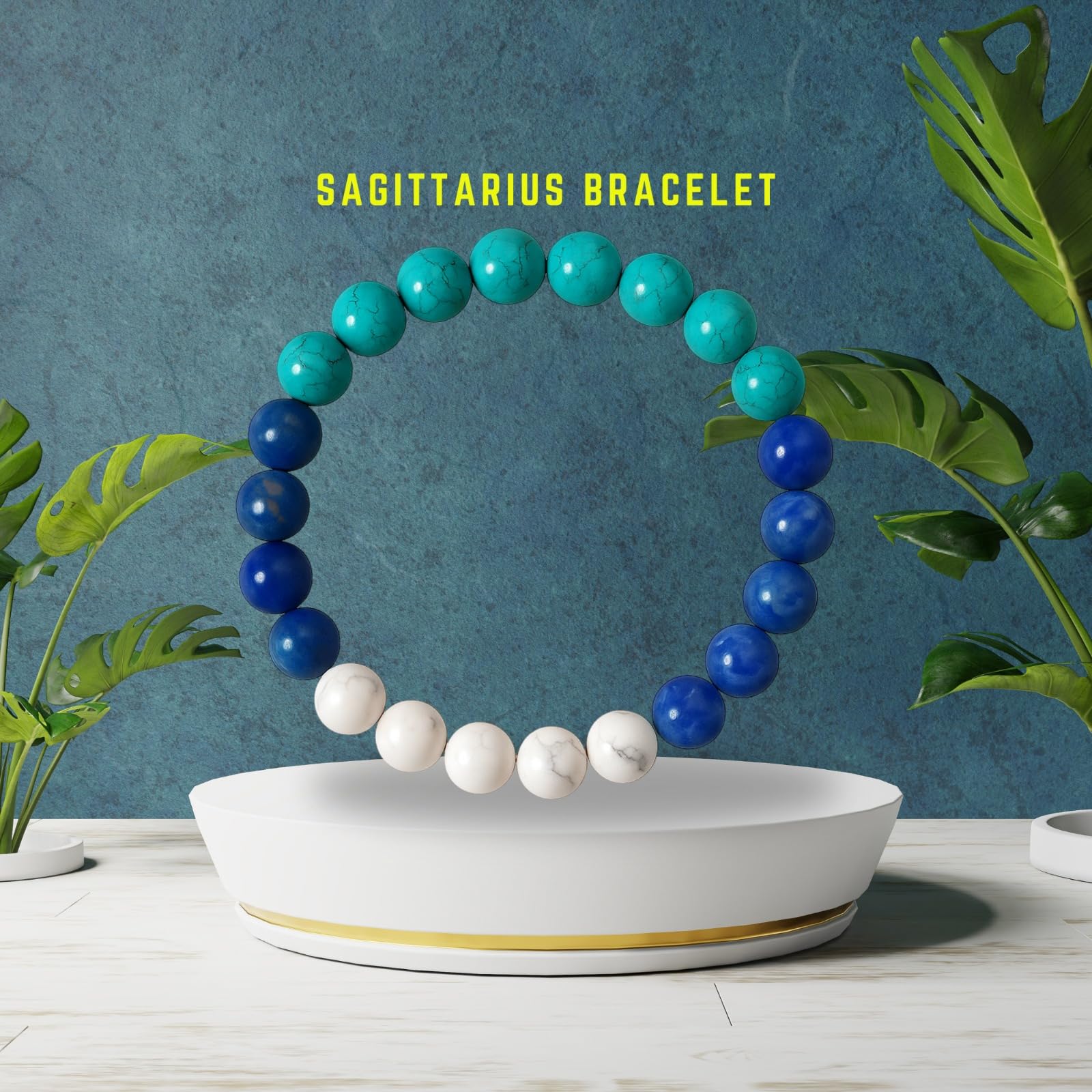 Sagittarius Birthstone Dhanu Rashi Healing Crystal Bracelet Natural Reiki Feng-Shui Healing Crystal Gem Stone Crystal Bracelet for Luck, Love & Wellness Comes with FREE Natural Pyrite Stone