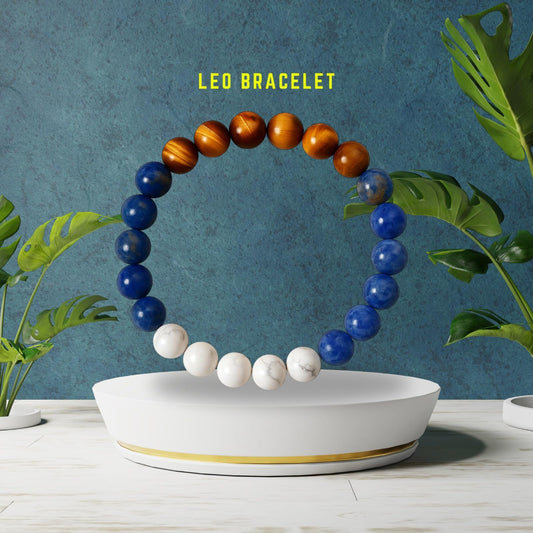 LEO Zodiac Singh Rashi Healing Crystal Bracelet Natural Reiki Feng-Shui Healing Crystal Gem Stone Crystal Bracelet for Wealth