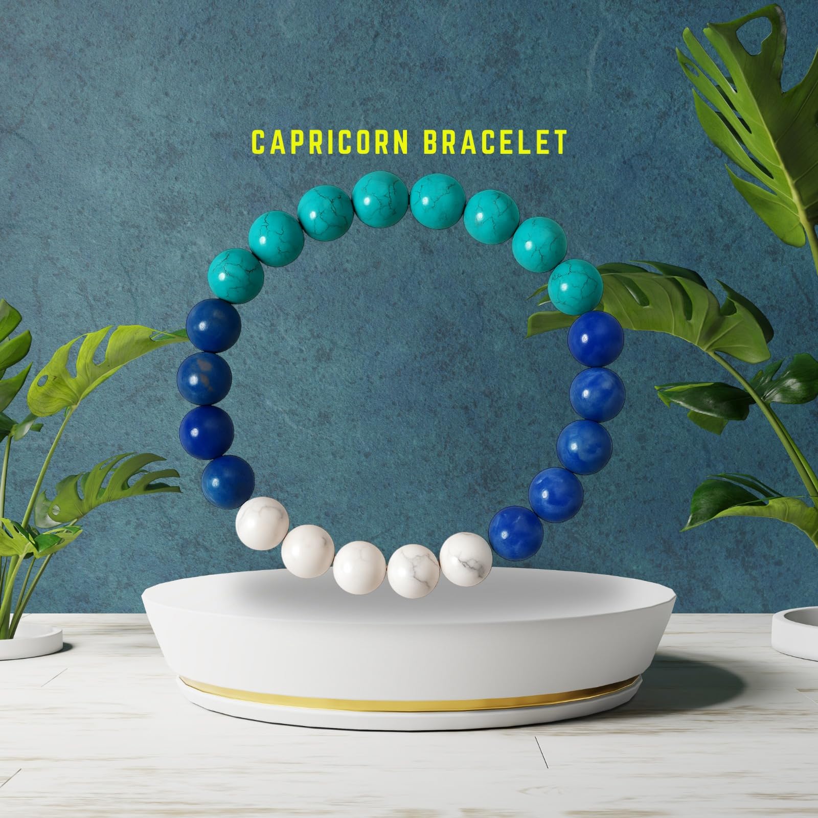 Capricorn Zodiac Makar Rashi Healing Crystal Bracelet Natural Reiki Feng-Shui Healing Crystal Gem Stone Crystal Bracelet for Family Balance & Good Health