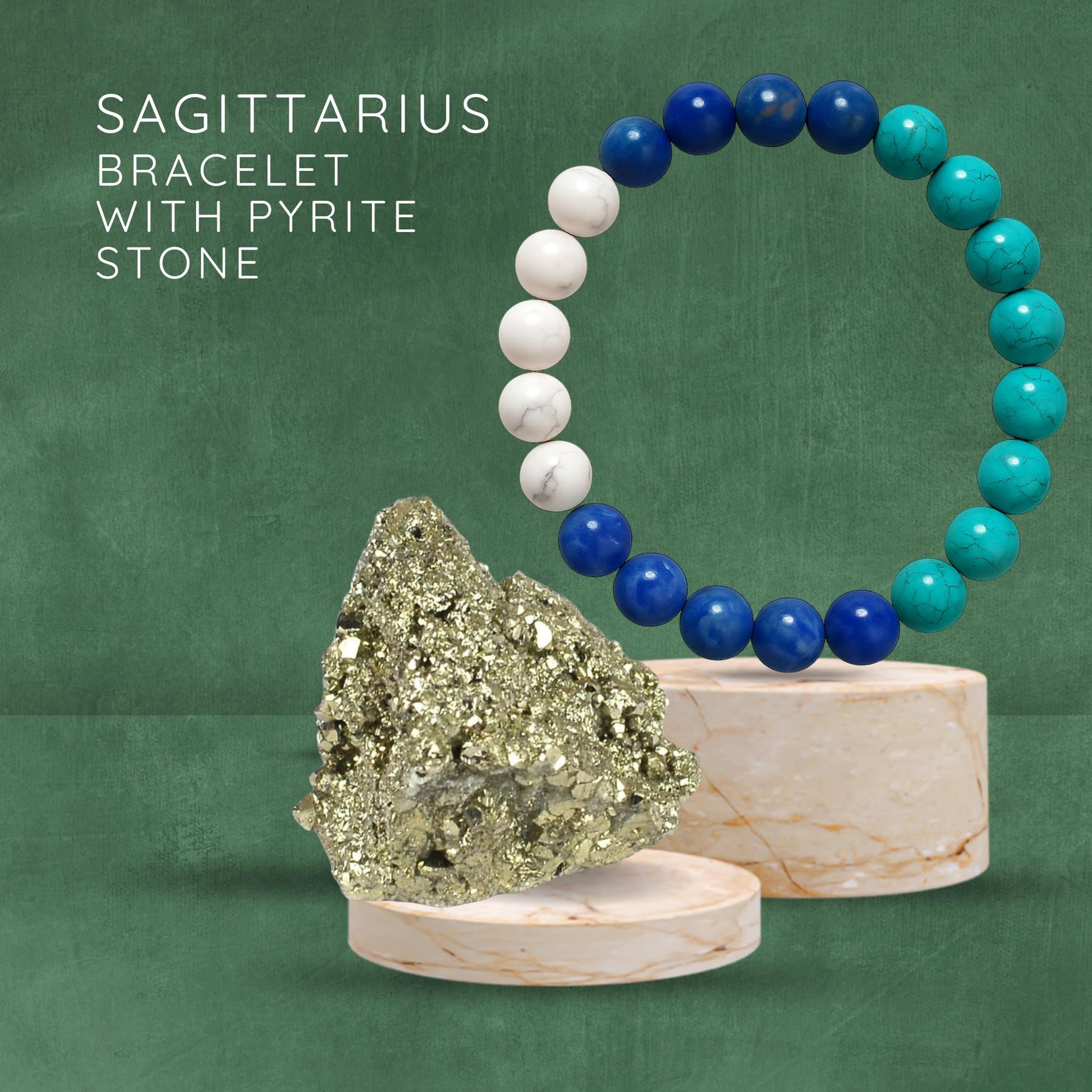 Sagittarius Birthstone Dhanu Rashi Healing Crystal Bracelet Natural Reiki Feng-Shui Healing Crystal Gem Stone Crystal Bracelet for Luck, Love & Wellness Comes with FREE Natural Pyrite Stone