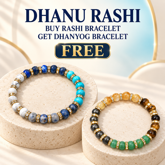 Sagittarius Birthstone Dhanu Rashi Healing Crystal Bracelet Natural Reiki Feng-Shui Healing Crystal Gem Stone Crystal Bracelet for Luck, Love & Wellness Comes with FREE Natural Pyrite Stone